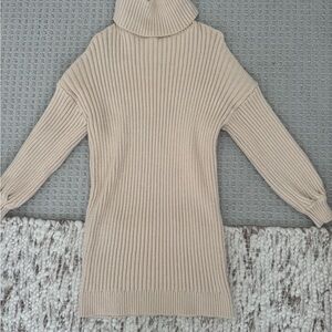 Women's Cream Turtleneck Sweater Dress